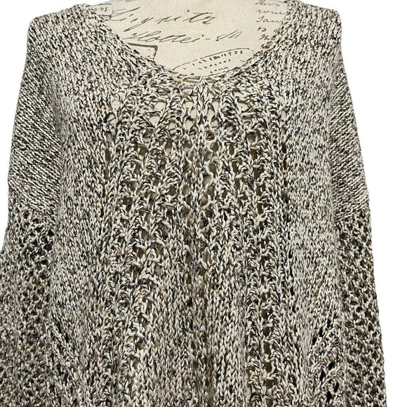 J. Jill Sweater Open Weave Chunky Knit 3/4 Sleeve Pullover Sz Large - Picture 4 of 9